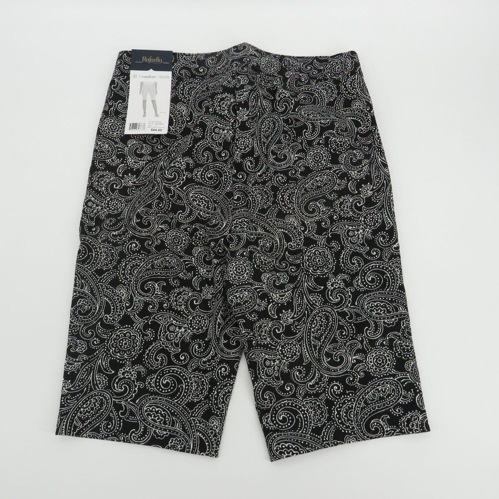 Rafaella Women's Black & White Paisley Bermuda Shorts Size 10 NWT $44.50